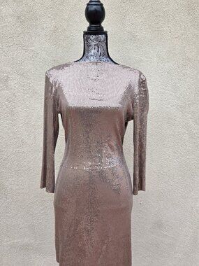 Ali Ra Bronze Sequin Low Back Fitted Dress